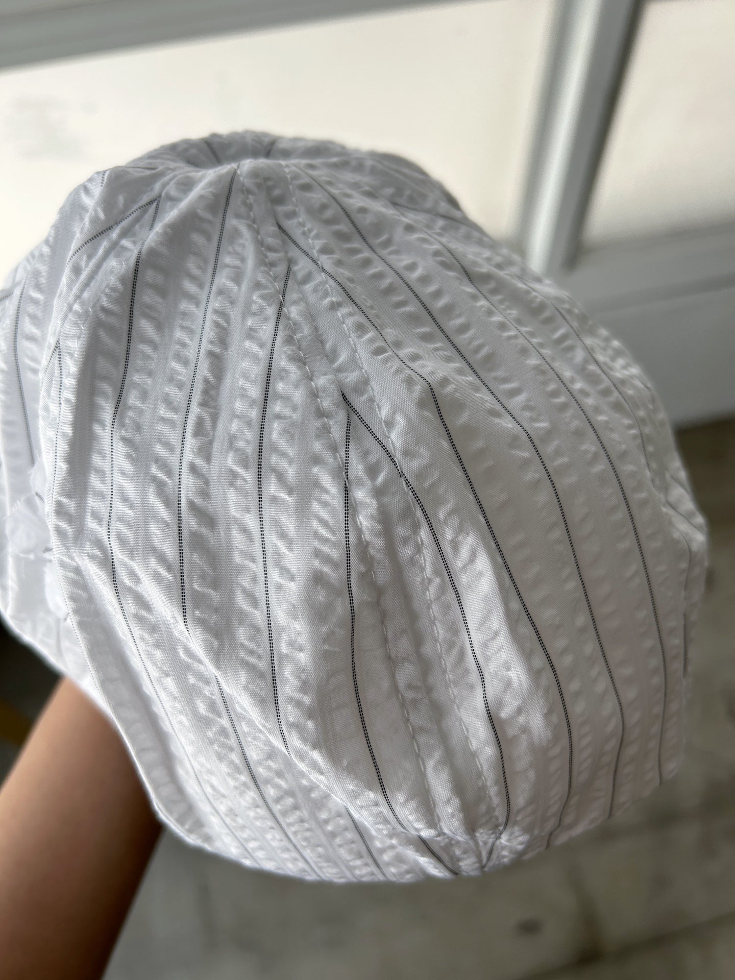 Seersucker Striped Floral Beret